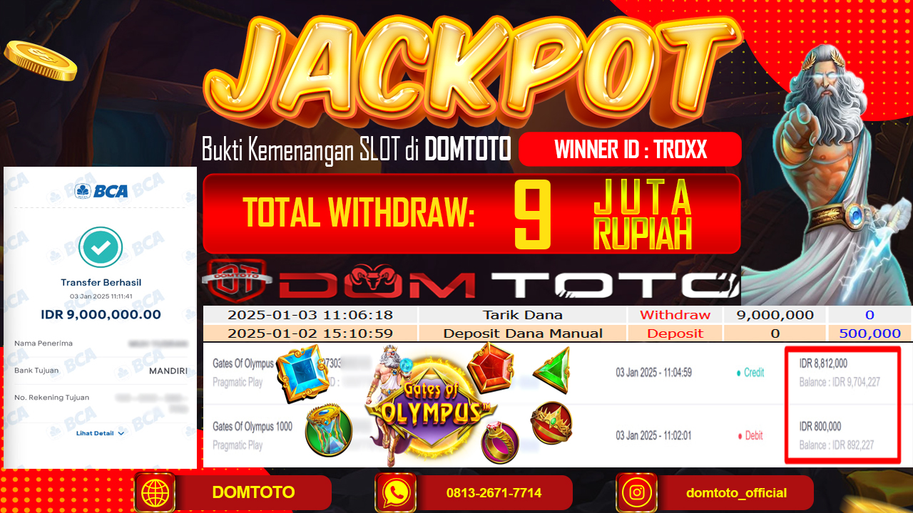 JACKPOT SLOT GATE OFF OLYMPUS 1000 03 JANUARI 2025